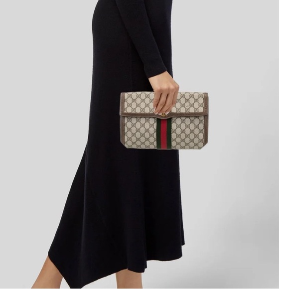 Gucci GG Supreme Vintage Clutch , Sherry Line Brown - Picture 11 of 11